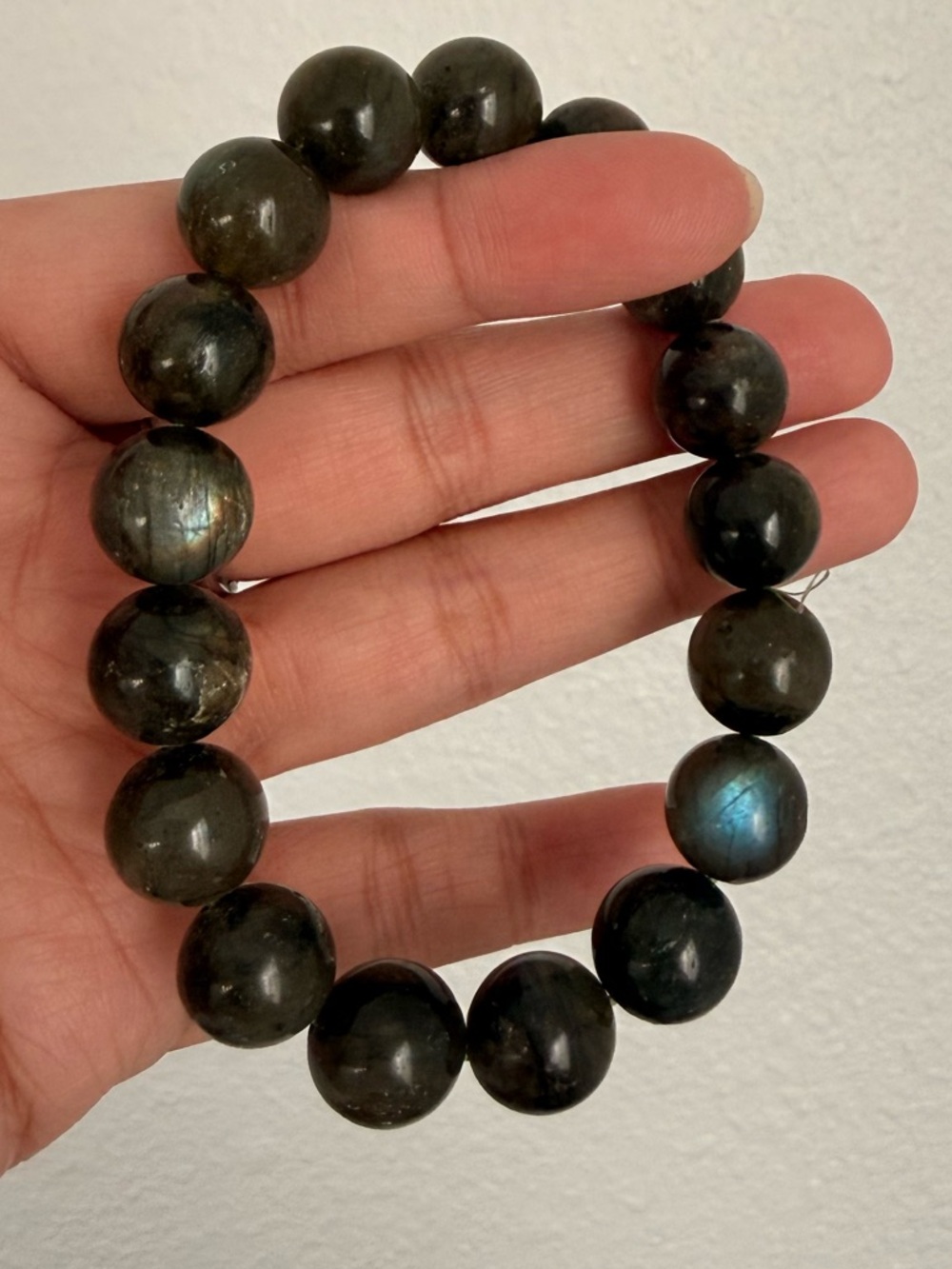 Natural Gray Moonstone Beaded Bracelet with Blue Flash perfect for DIY